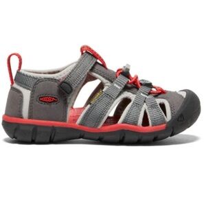 KEEN Waterproof Closed Toe Red Grey Black Sporty Activewear Sandals Youth Size 1